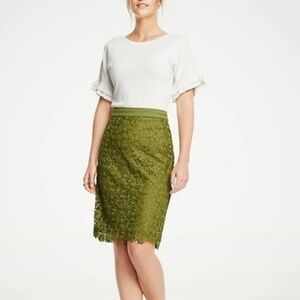 Ann Taylor lace overlay skirt size 2. Olive green.
